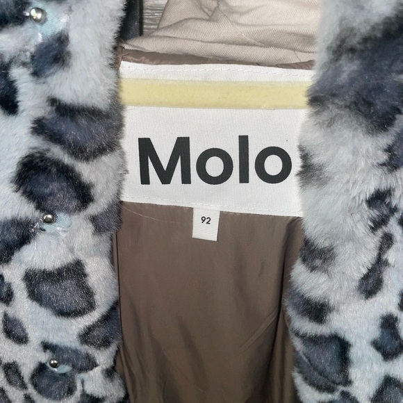 Molo toddler leopard skin faux fur grey and black toddler coat - Picture 4 of 7